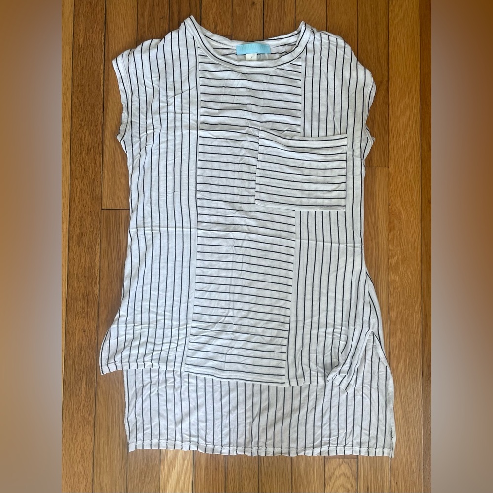 Relaxed Fit Striped Tee with Long Back